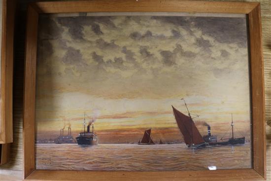 Herbert Touzech Ahier, Shipping scenes Largest 27 x 37cm